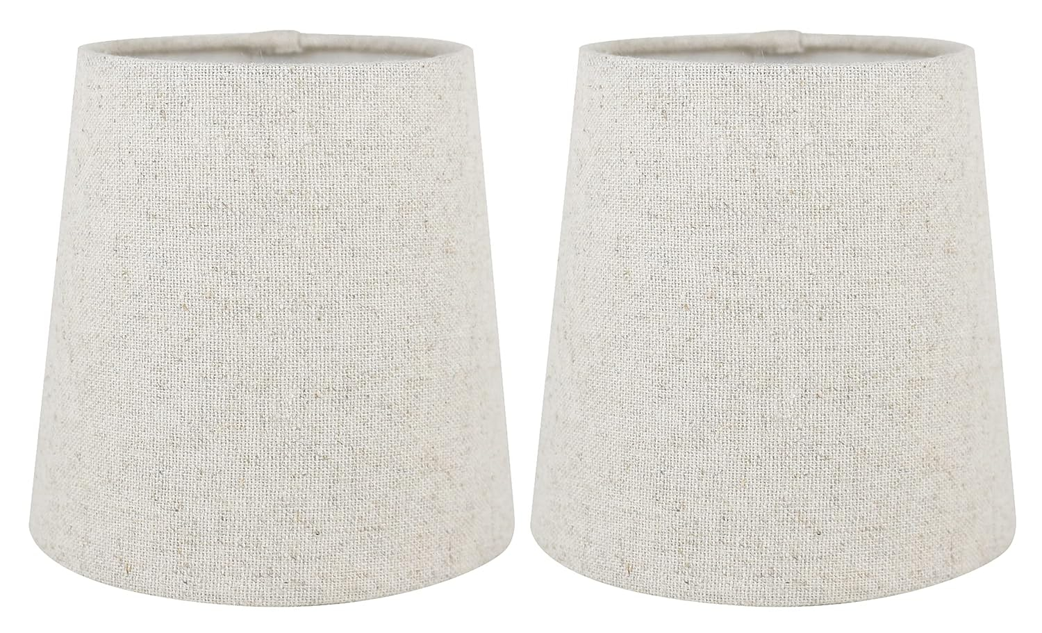 Meriville Set of 2 Natural Linen Clip On Chandelier Lamp Shades, 4-inch by 5-inch by 5-inch