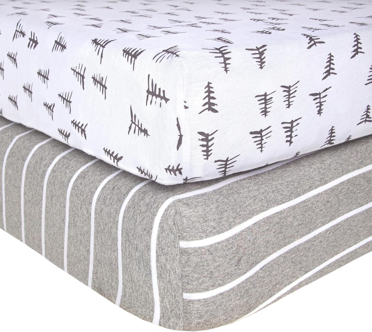 Burt's Bees Baby 100% Organic Cotton Solid Fitted Unisex Crib Sheets, Heather Grey, 2-Pack