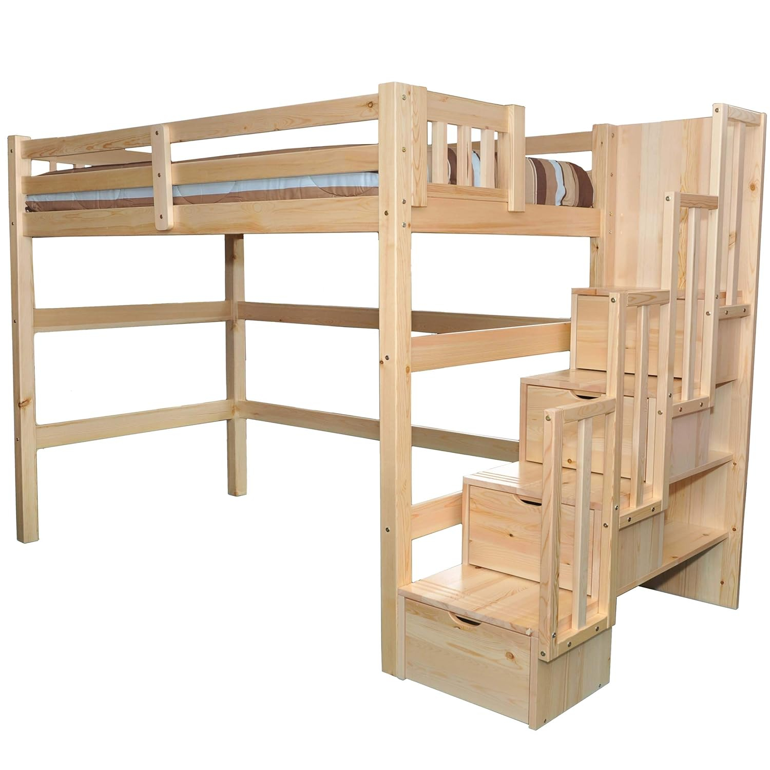 Encore Stairway Twin Loft Bed Natural