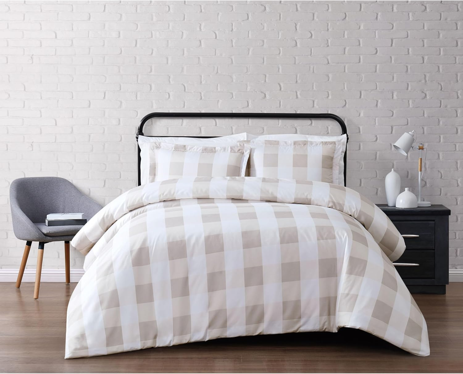 TRULY SOFT Everyday Buffalo Plaid Khaki Twin XL Duvet Set