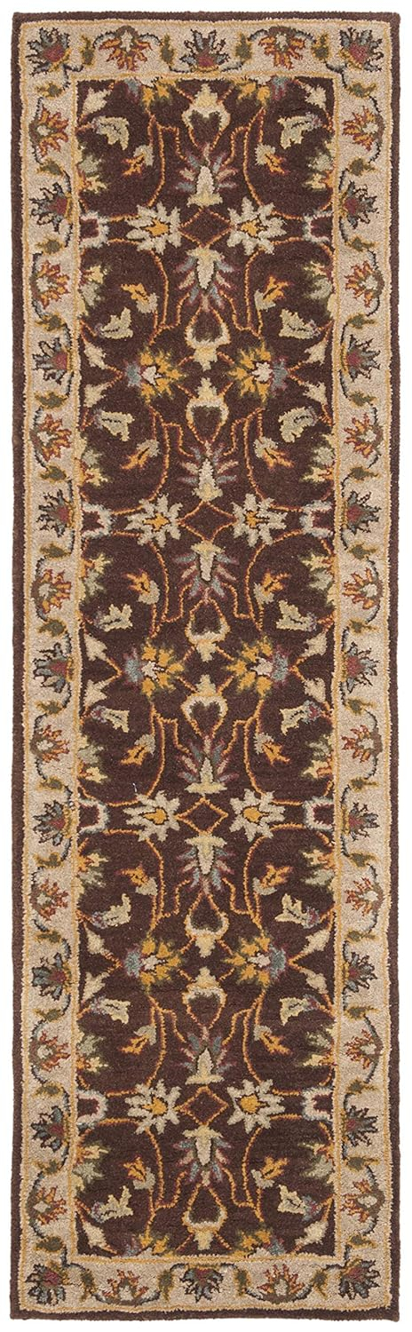 Ivory and Brown Handmade Wool Tufted Runner Rug 2'3" x 14'
