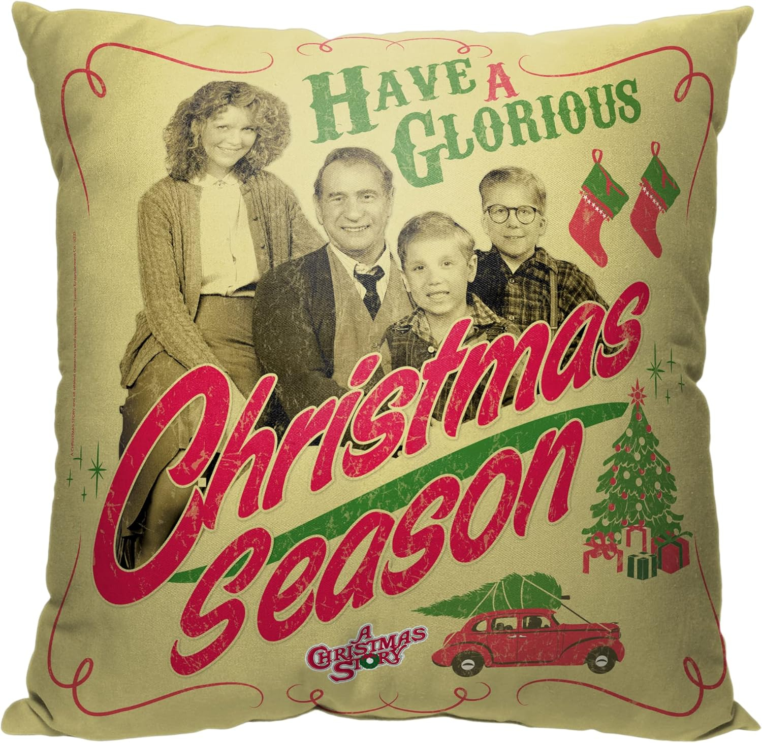 Warner Bros. A Christmas Story Glorious Christmas Season Throw Pillow 18x18 Inches