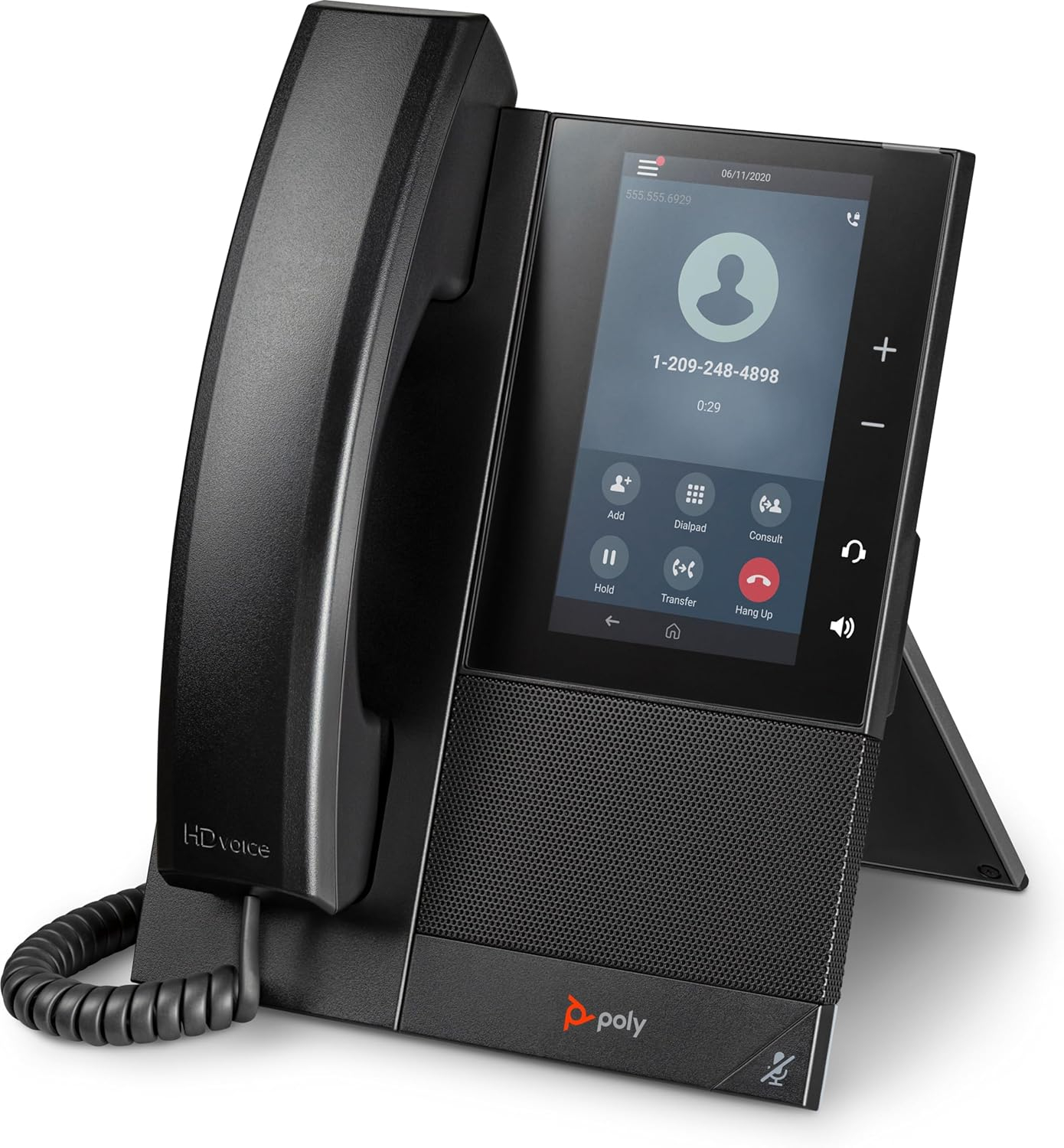 Black Corded VoIP Phone with Bluetooth and Touchscreen