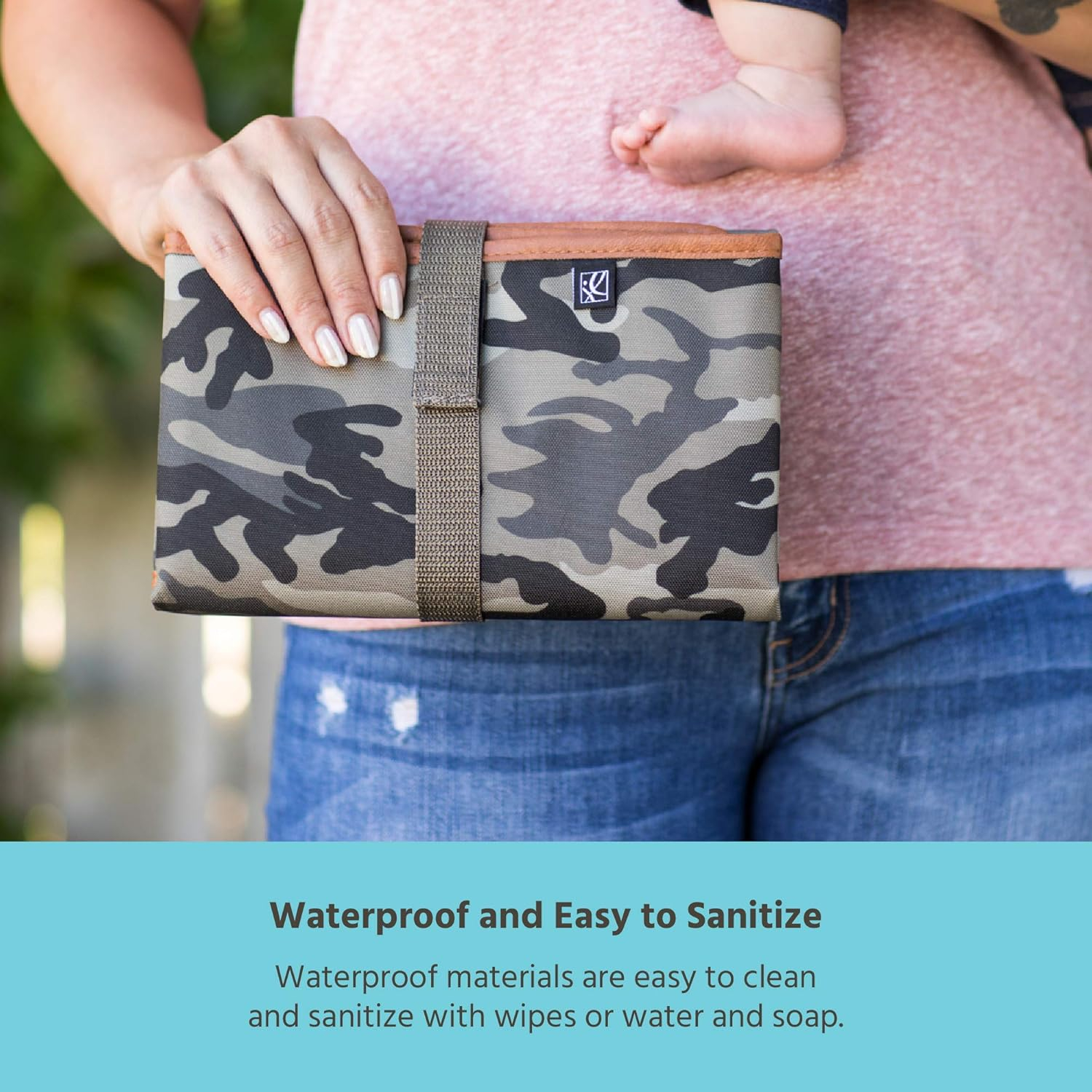 J.L. Childress Full Body Portable Changing Pad - Baby Diaper Changing Pad for Travel - Padded, Waterproof, Foldable - Extra-Large 19" x 30" - Camoflauge