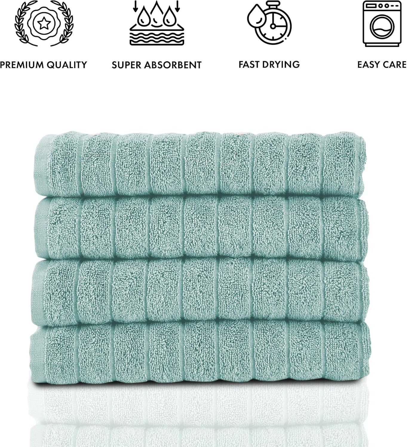 Spa Green Turkish Cotton Hand Towels Set of 4