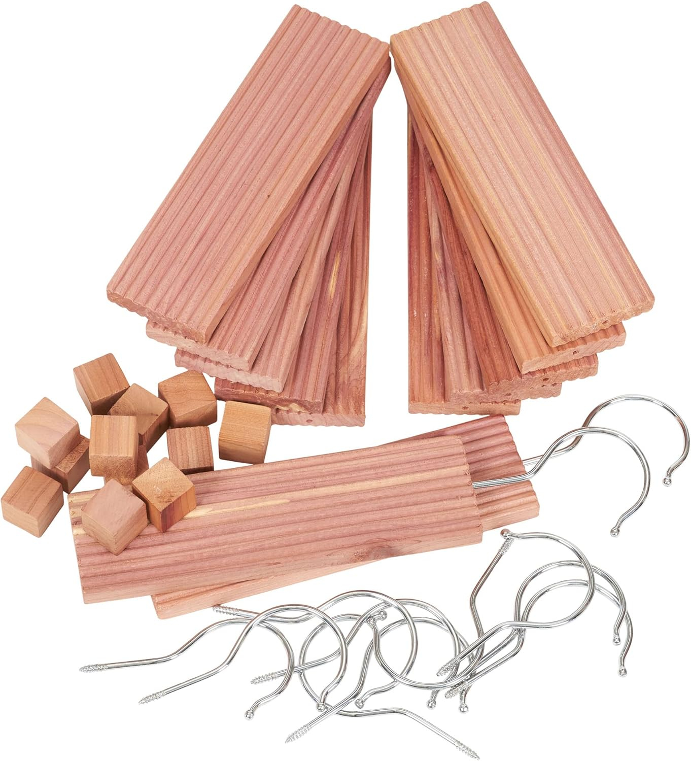 Household Essentials Cedar Moth Repellent Kit, Set of 12 Cedar Hang Ups and 12 Cedar Cubes, All Natural Moth Protection for Dressers, Drawers, Luggage, Closets and More