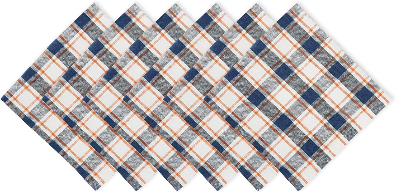 DII Autumn Farmhouse Plaid Napkin Set/6, 20x20"