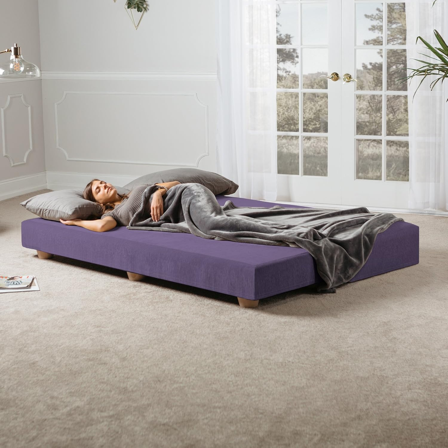 Jaxx Alon Daybed / Fold-Out Queen-Size Mattress - Premium Chenille, Plum