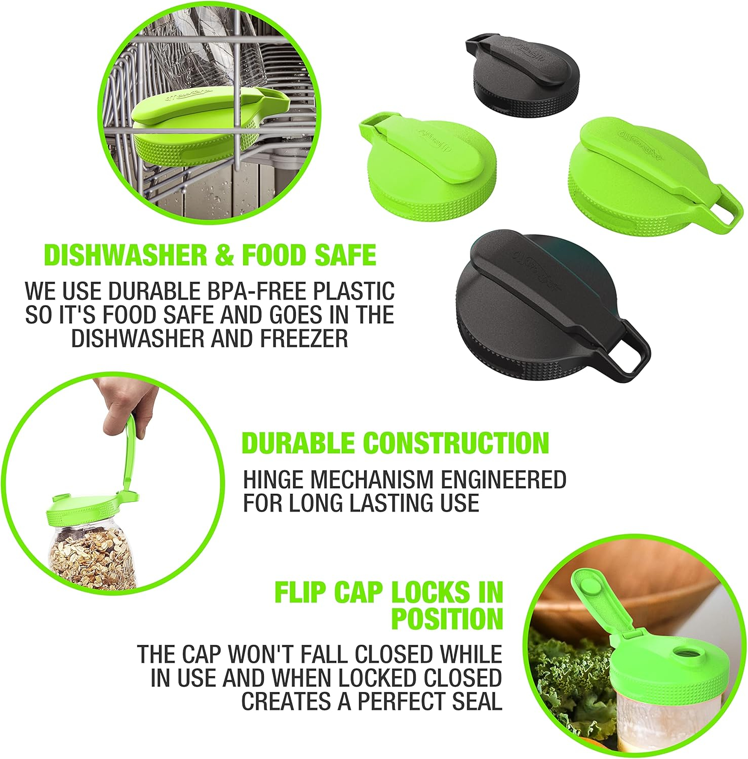 Masontops Multi Top - 2PK - Small Mouth Mason Jar Lids with Pour Spout and Flip Cap – Sip, Pour, Store & More - Jar Not Included