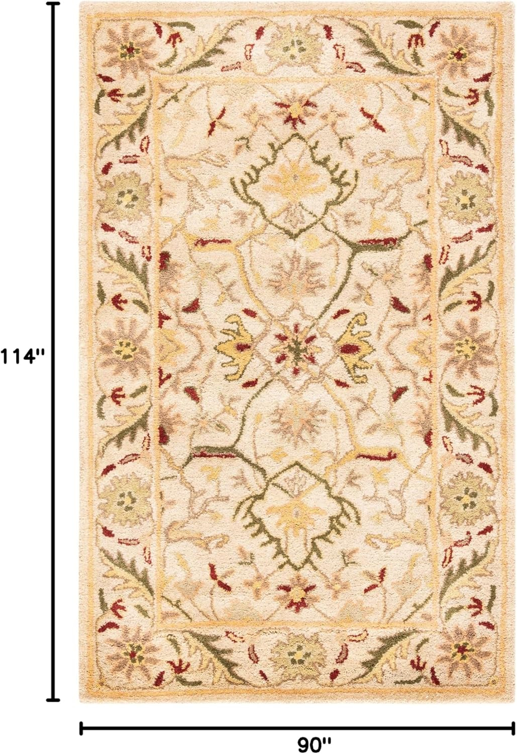 SAFAVIEH Antiquity Toireasa Traditional Floral Wool Area Rug, Ivory, 9'6" x 13'6"