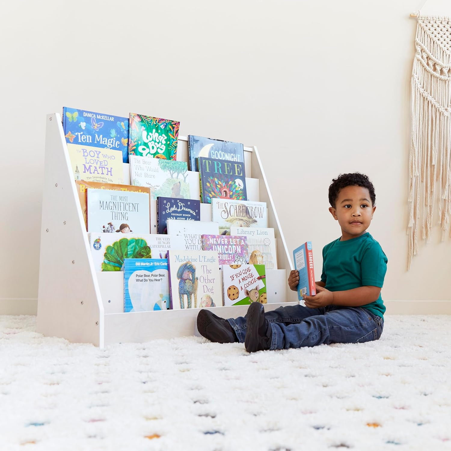ECR4Kids Single-Sided Book Display, White Wash