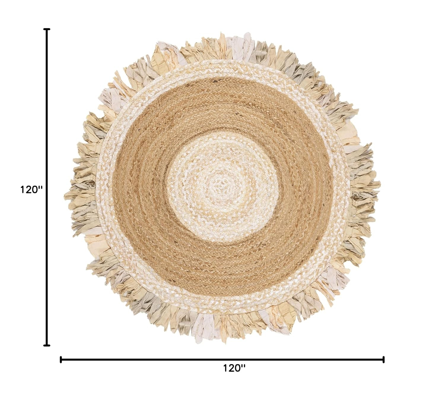 Cape Cod Handmade Beige Natural Round Cotton & Jute Rug 10'