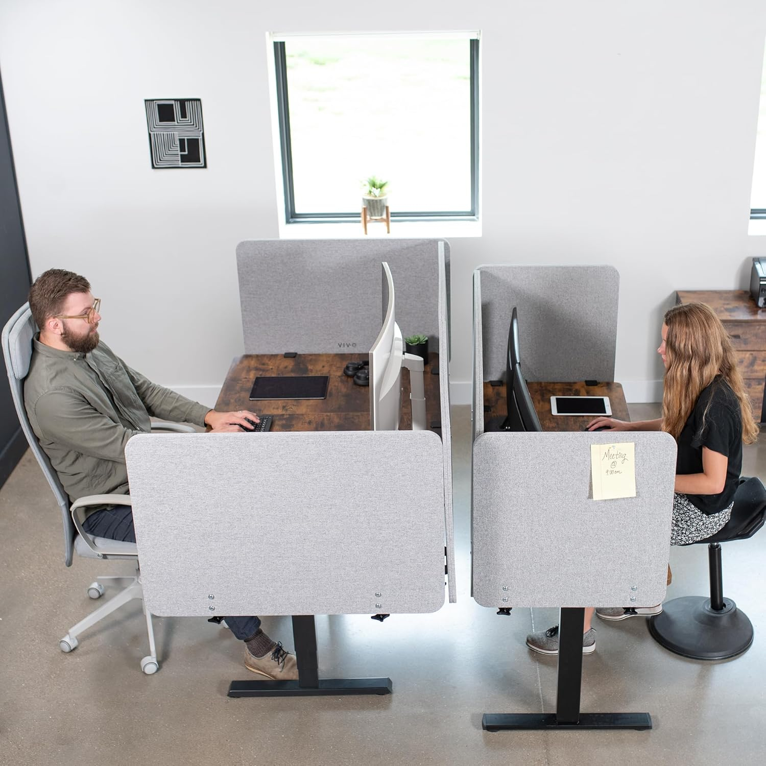 VIVO Gray Clamp-on/Screw-on 71" x 24" Desktop Privacy Panel System (2 Panels)