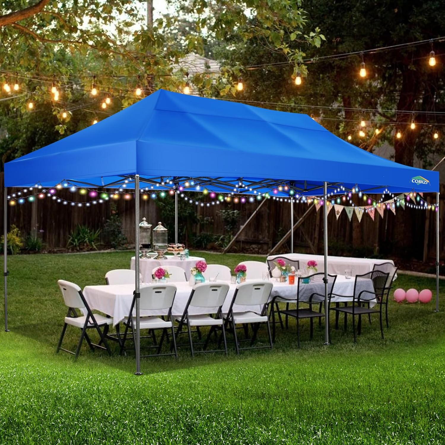 HOTEEL 10'x20' Pop Up Canopy Anti-UV Waterproof Heavy Duty Outdoor Tent Portable Party Wedding Instant Canopy Shelter All Season Tent Gazebo with 6 Removable Sidewalls, 4 Sandbags, Roller Bag, Blue