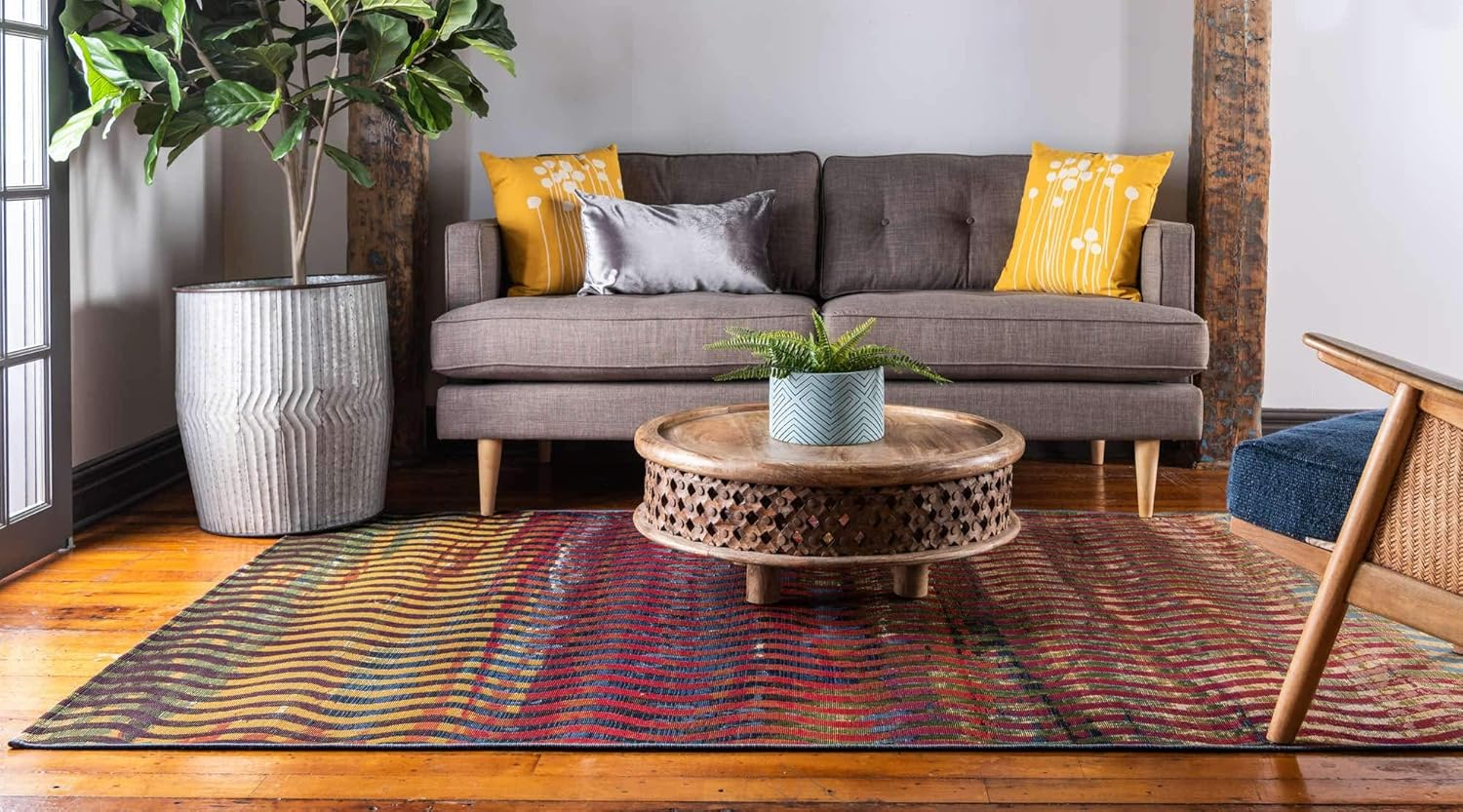 Colorful Stripe 4' x 6' Synthetic Outdoor Rug - Easy Care & Pet Friendly