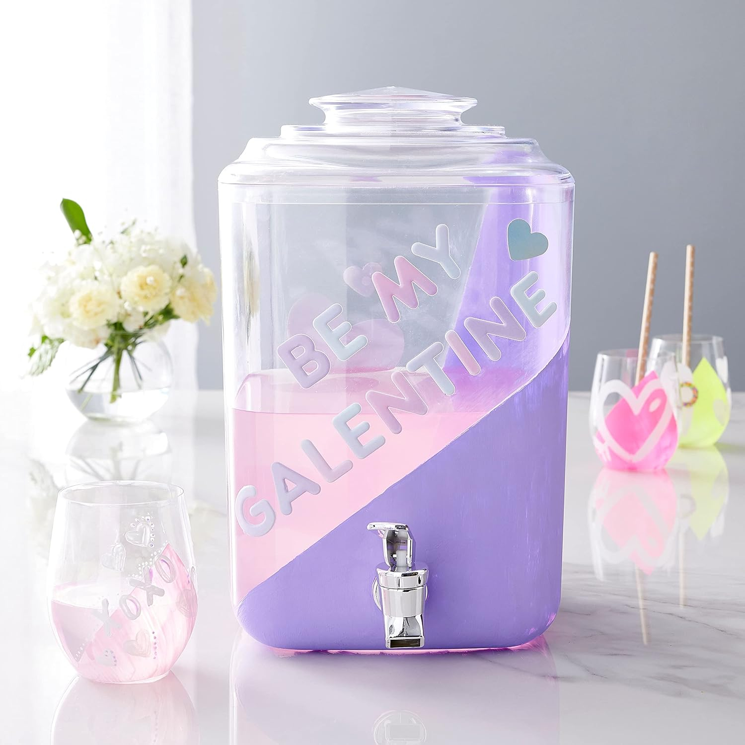 Clear Plastic Beverage Dispenser with Metal Spigot, 1.5 Gallon