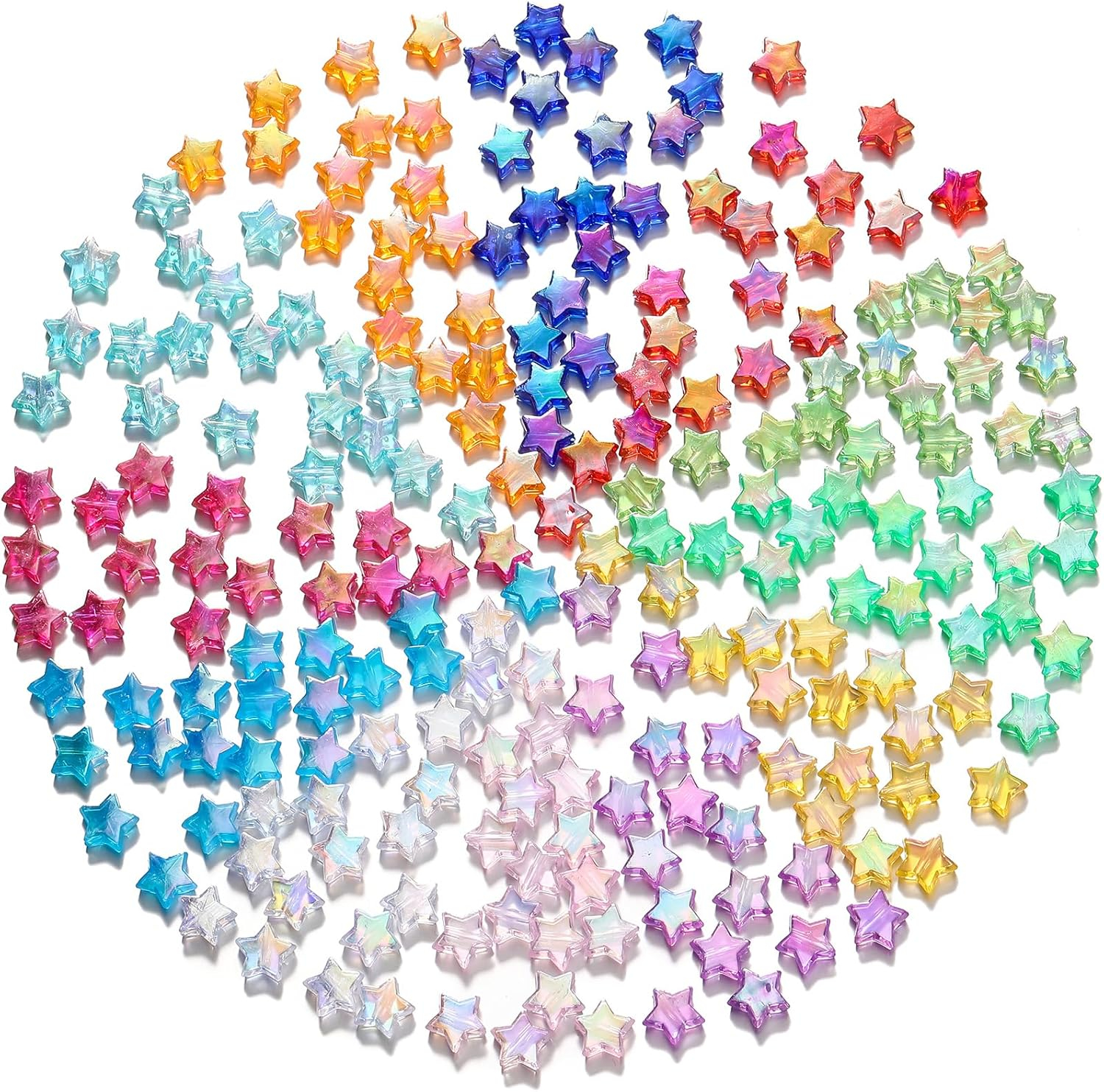 St. Kunkka 600 Pcs Acrylic Star Beads for Jewelry Making Craft DIY - 12 Mixed Colors, Clear Acrylic AB Colors Star Spacer Beads for DIY Bracelet, Necklace, Earrings
