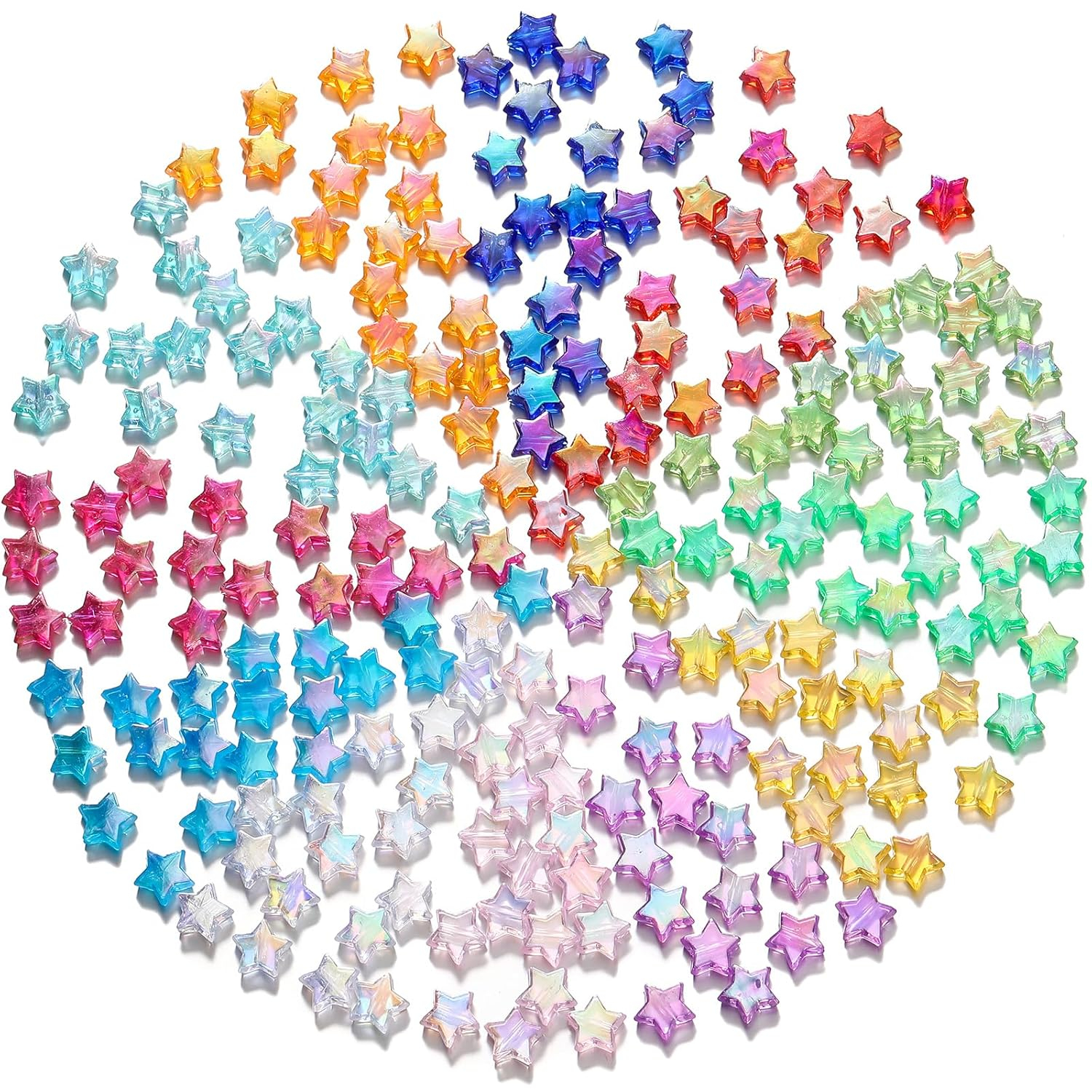 St. Kunkka 600 Pcs Acrylic Star Beads for Jewelry Making Craft DIY - 12 Mixed Colors, Clear Acrylic AB Colors Star Spacer Beads for DIY Bracelet, Necklace, Earrings