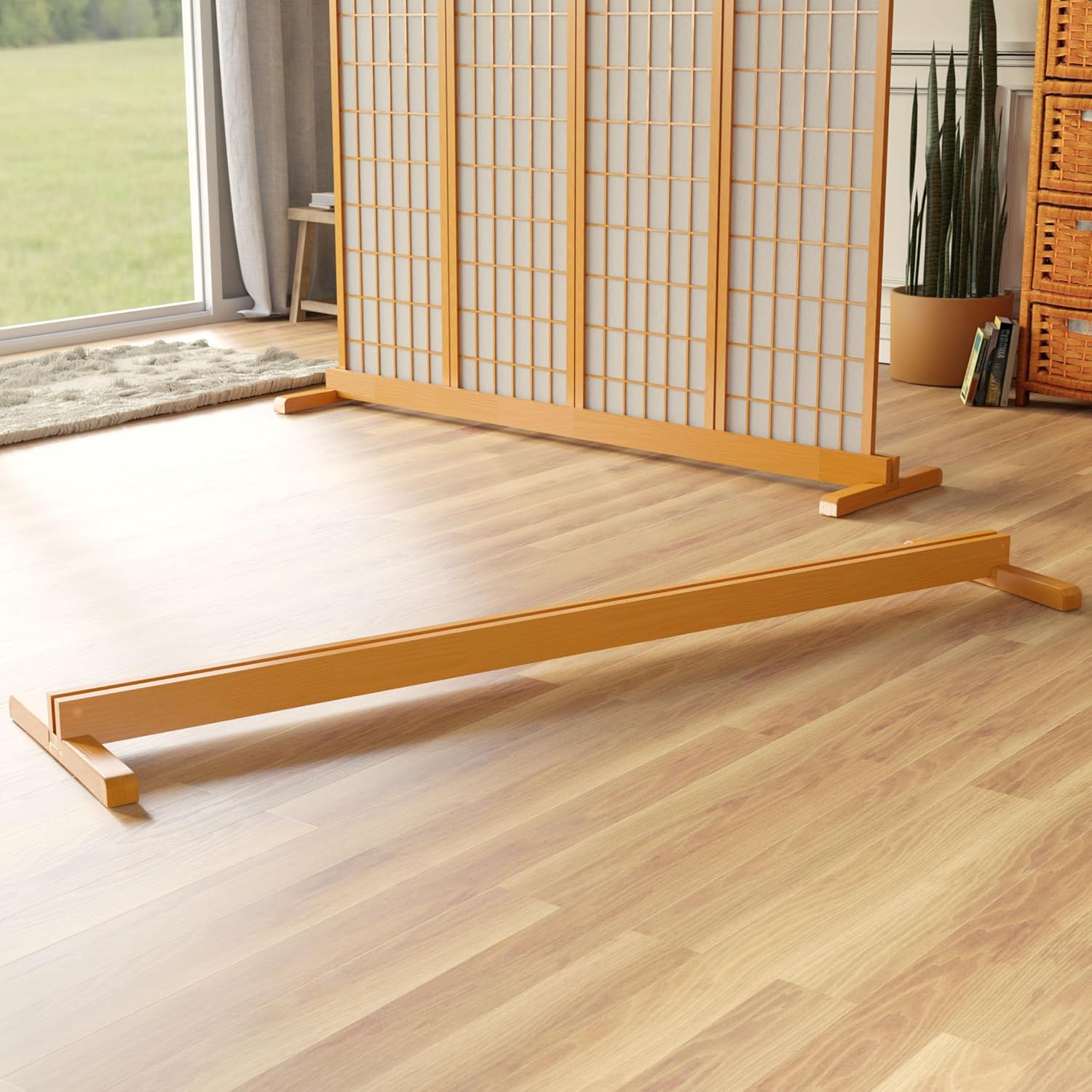 Room Divider Stand Honey 4 Panel