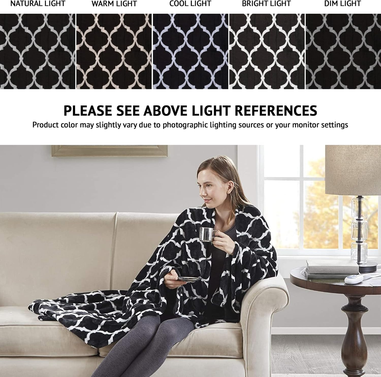 Black and White Knitted Electric Fleece Throw Blanket