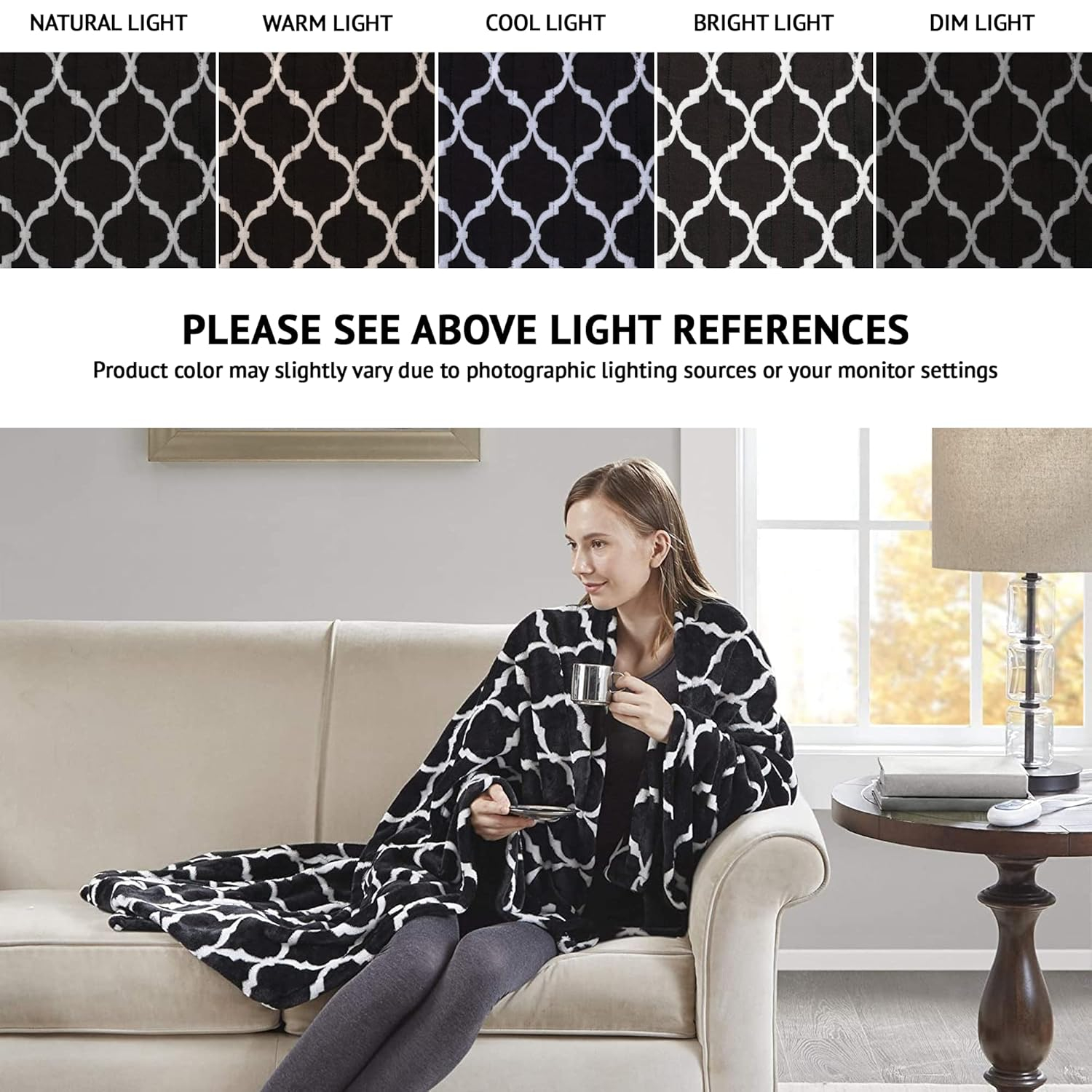 Black and White Knitted Electric Fleece Throw Blanket