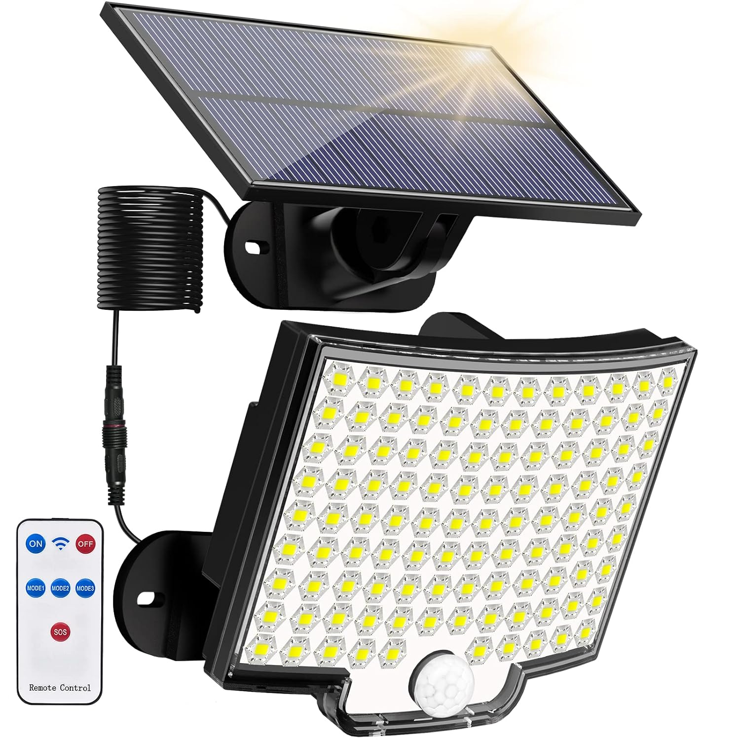 Black Solar Powered LED Motion Sensor Flood Security Light