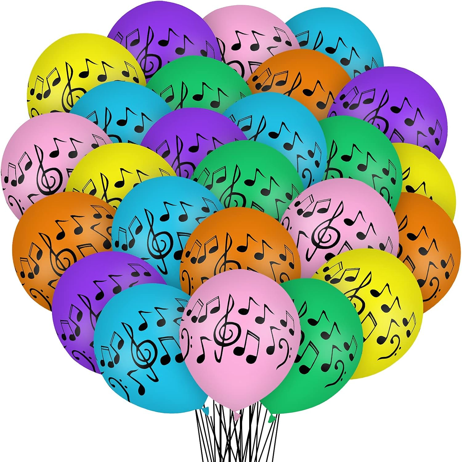 30 Pcs Music Notes DHF10 Balloons Colorful Music Birthday Party Decoration Balloons 12 Inches Latex Balloon for Musical Theme Birthday Party Decor Supplies