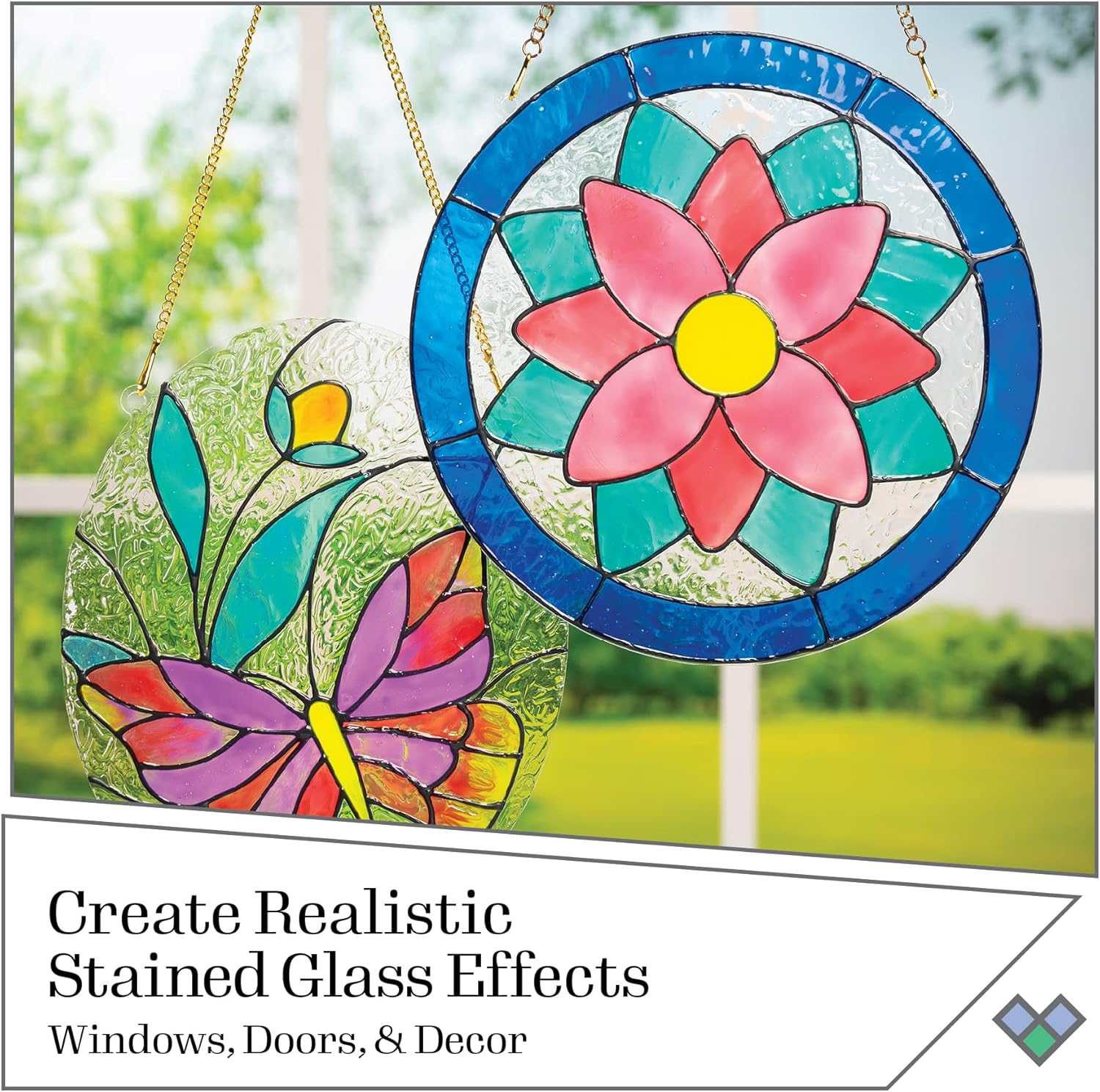 Gallery Glass Stained Glass Acrylic Paint Starter Kit, 10 Pc Set Including 2 Surfaces and Pattern Pack