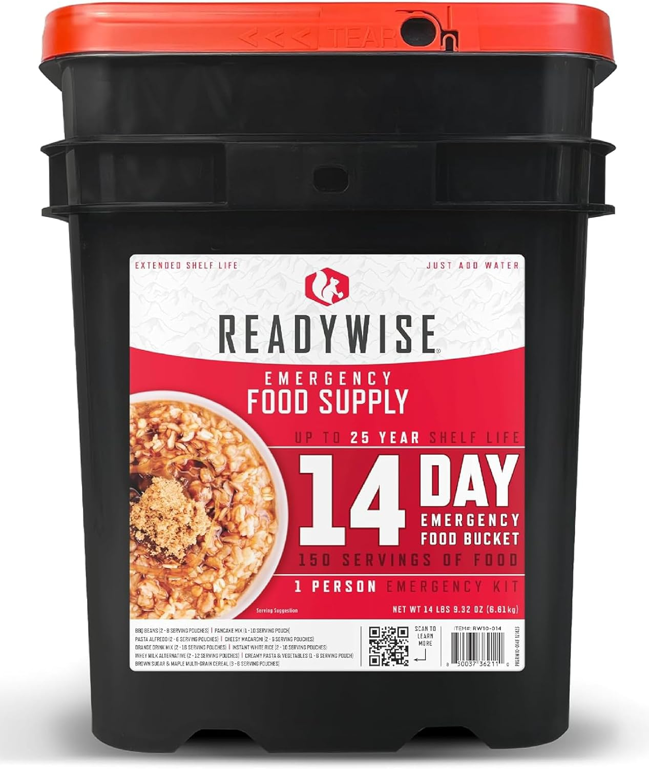 ReadyWise RW10-014 9.75 x 11.75 x 14.75 in. 14 Day Emergency Food Bucket