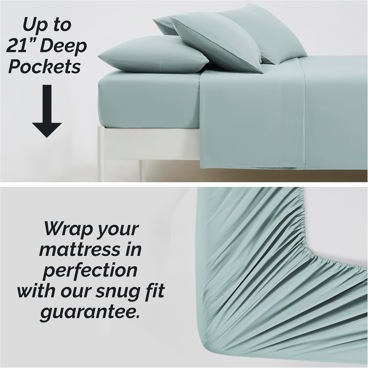 Sky Blue Queen Deep Pocket Microfiber Sheet Set