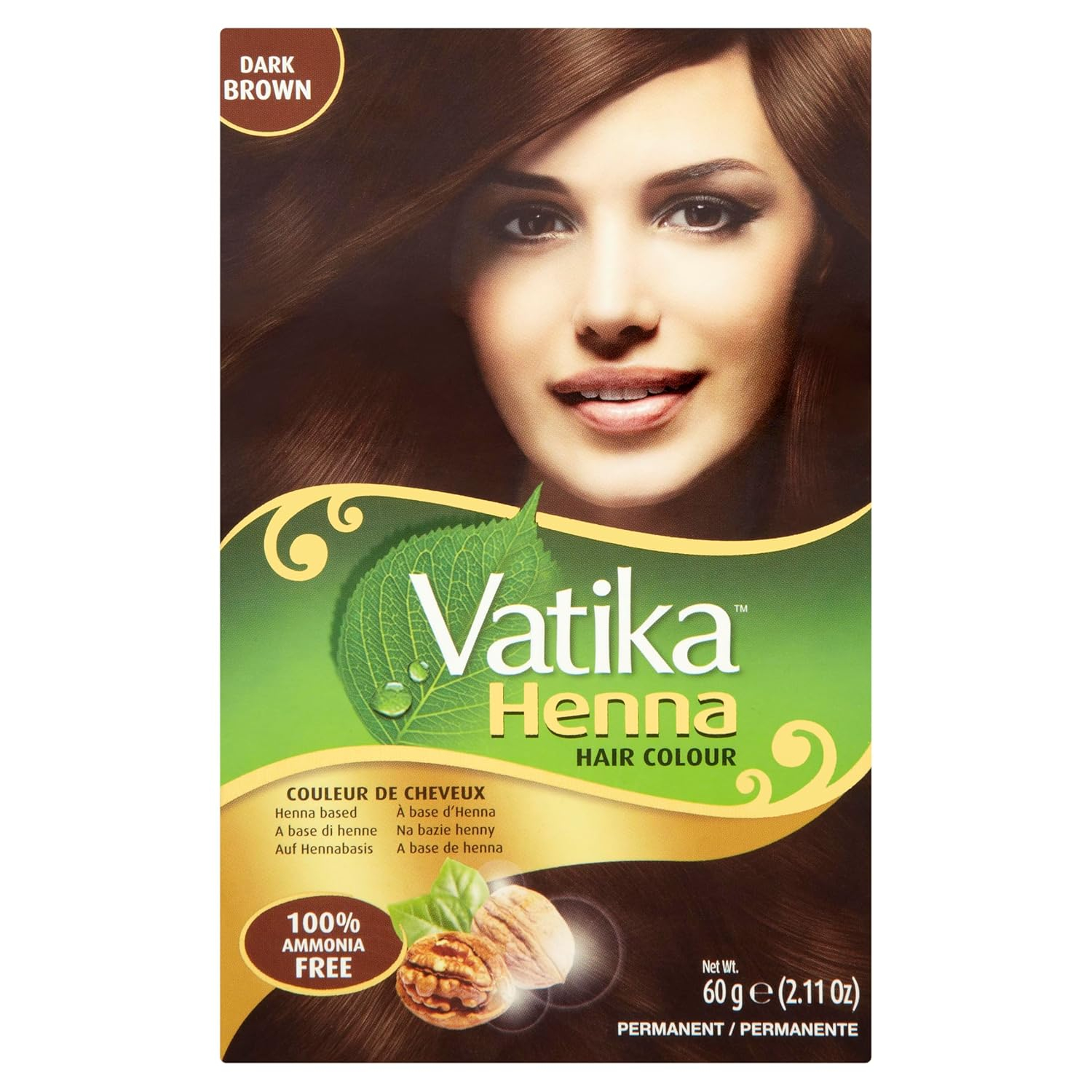 Vatika Henna Dark Brown Hair Color 60g 100% Ammonia Free