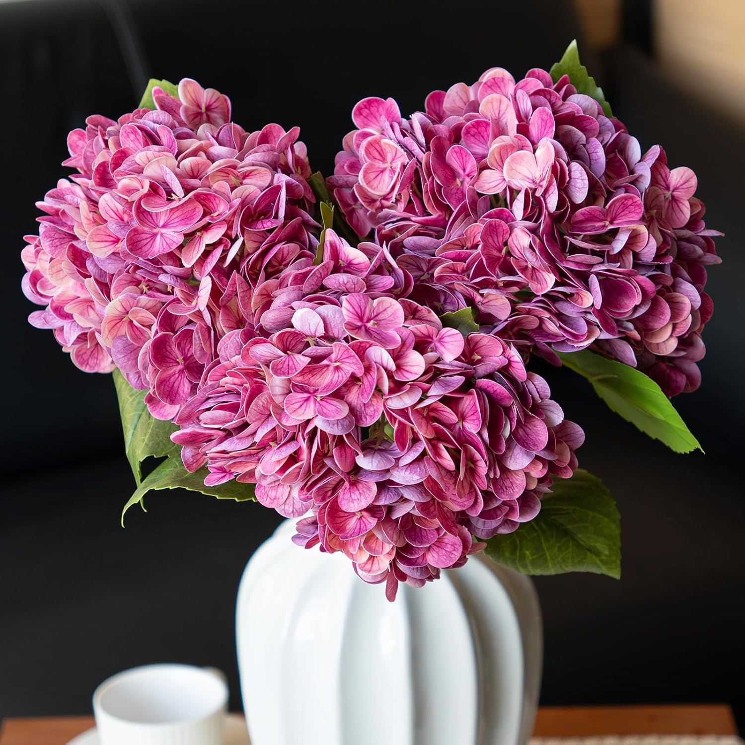Real Touch Pink Artificial Hydrangea Bouquet for Office Decor