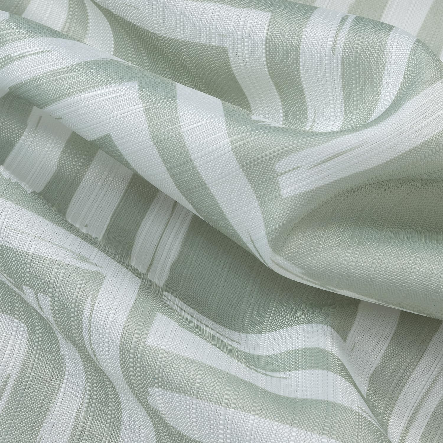 Sage Green and White Geometric Fabric Shower Curtain, 72 x 70 inches