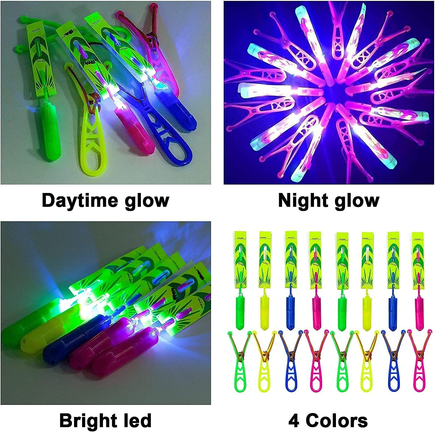 Rocket Copters Amazing LED Slingshot Helicopter Toy, Launches up to 120 ft., 9-Piece Set