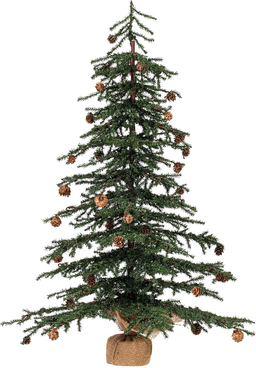 Vickerman 36" Caramel Pine Artificial Christmas Tree Unlit, Seasonal Indoor Home Decor with Decorative Burlap Base