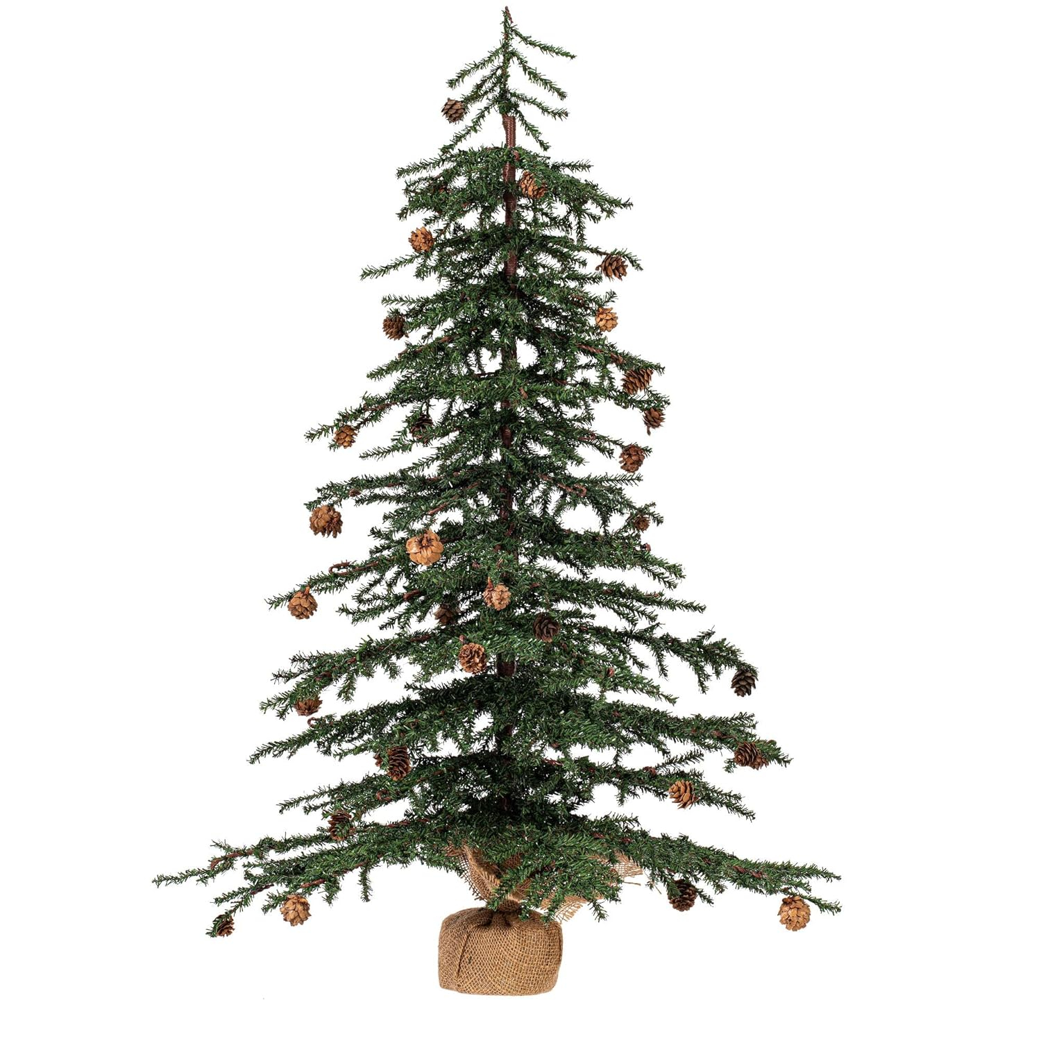 Vickerman 36" Caramel Pine Artificial Christmas Tree Unlit, Seasonal Indoor Home Decor with Decorative Burlap Base
