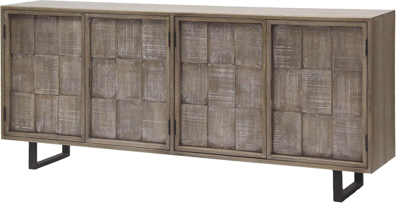 78" Driftwood Brown Mango Wood TV Console with Cabinet