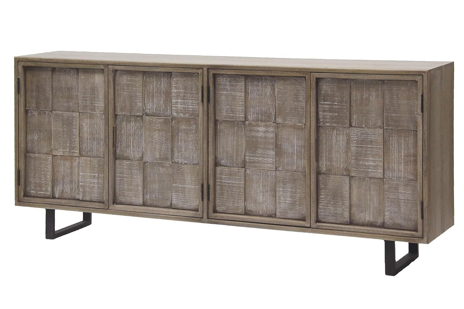 78" Driftwood Brown Mango Wood TV Console with Cabinet