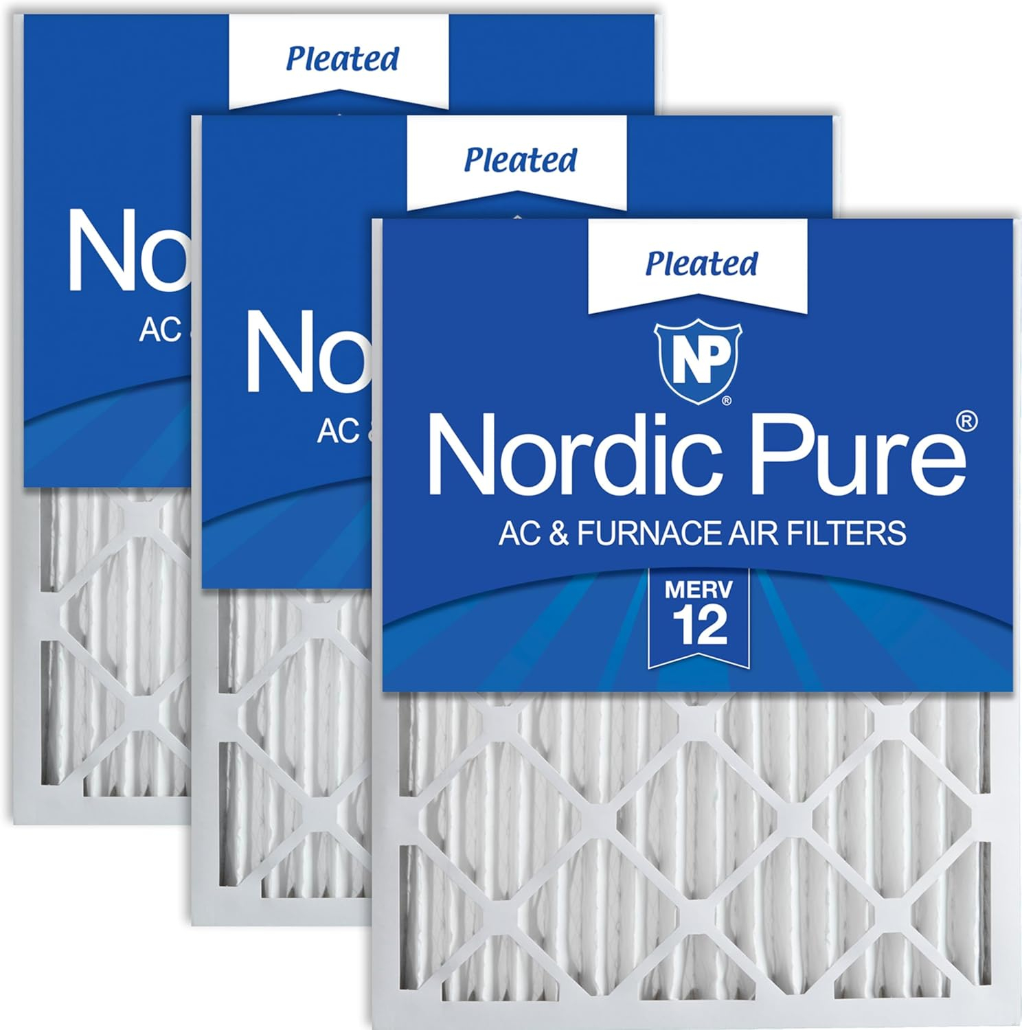 Nordic Pure 20x25x2 Pleated MERV 12 Air Filters 3 Pack