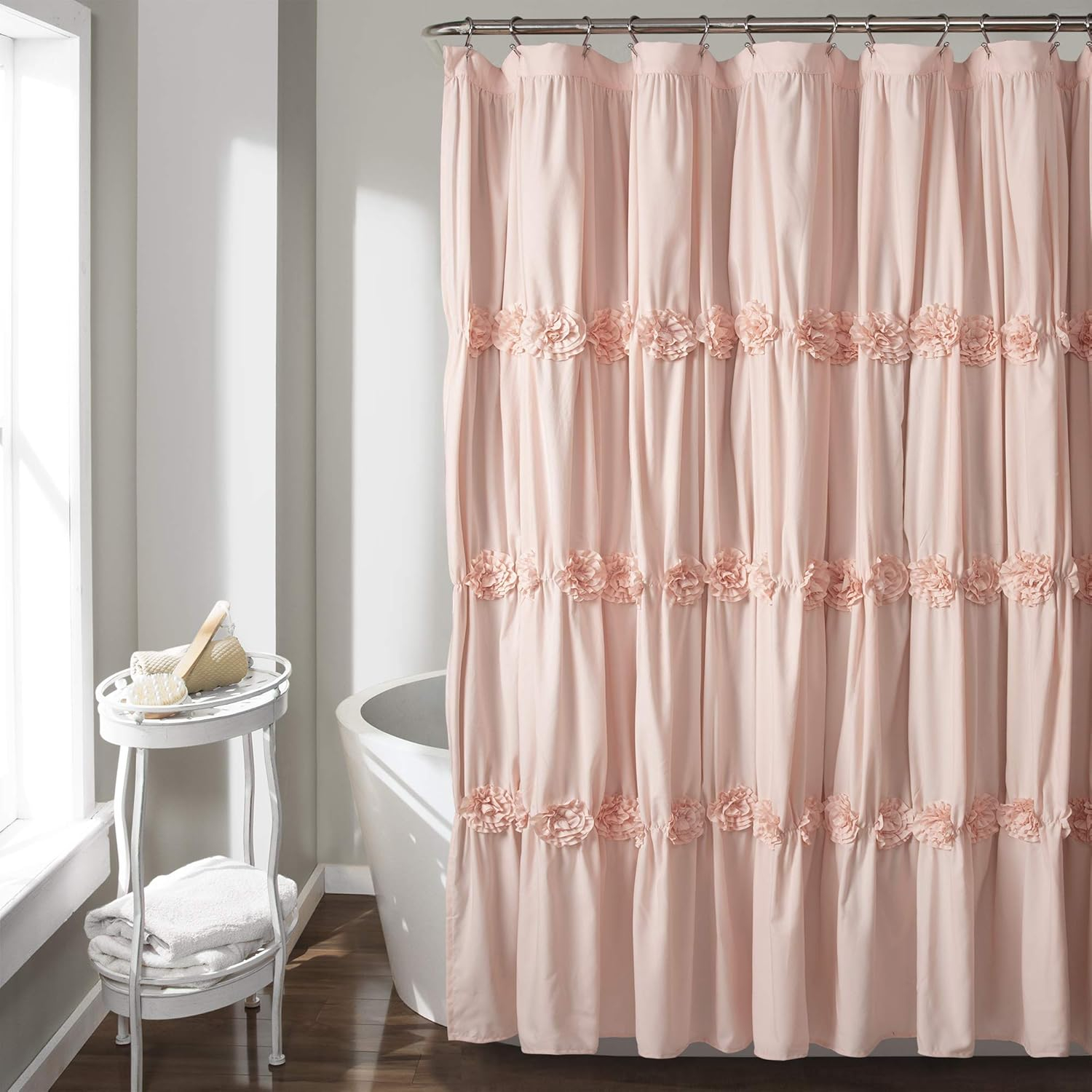 Lush Decor Darla Solid Shower Curtain, 72x72, Blush, Single