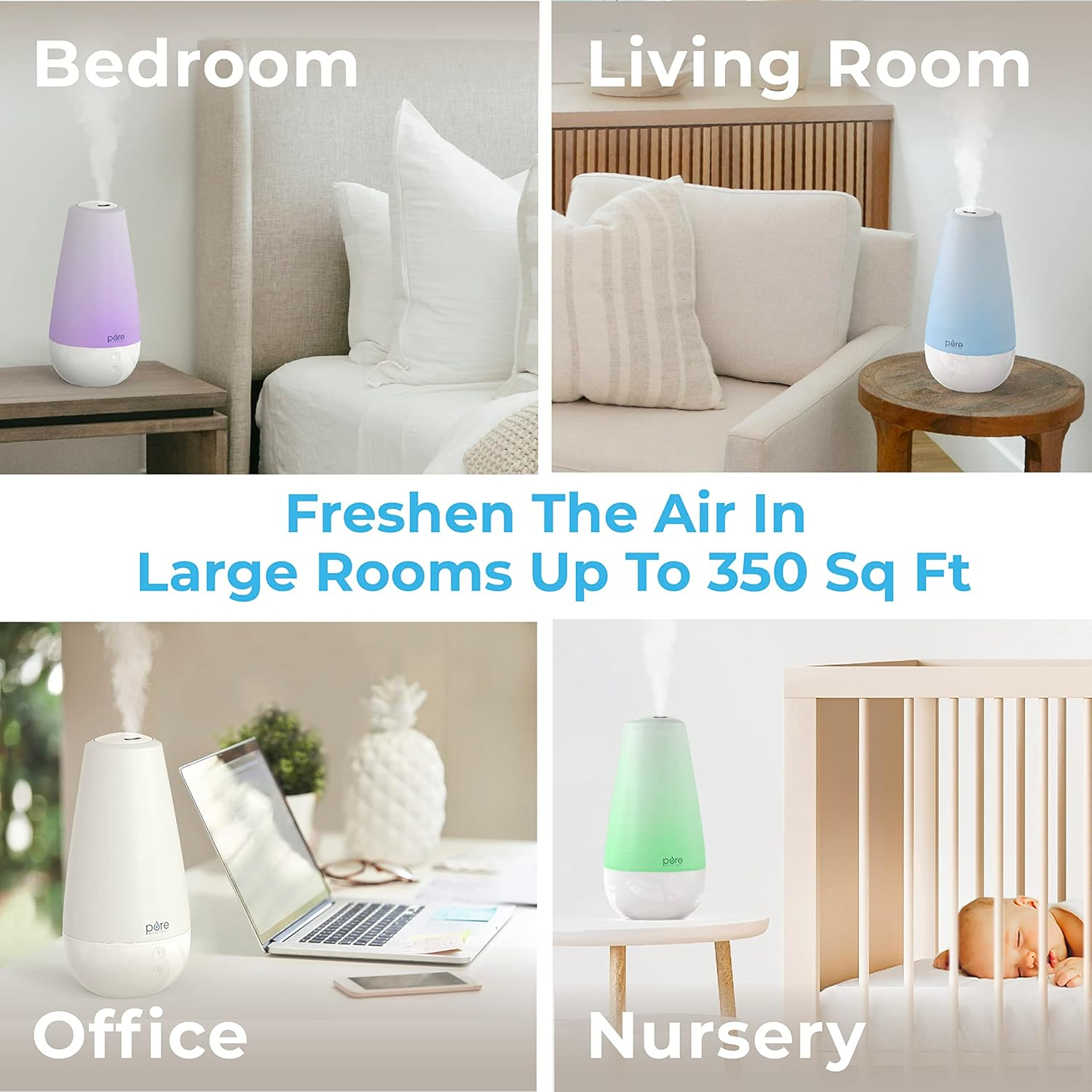 Pure White Ultrasonic Aroma Diffuser with Automatic Shutoff