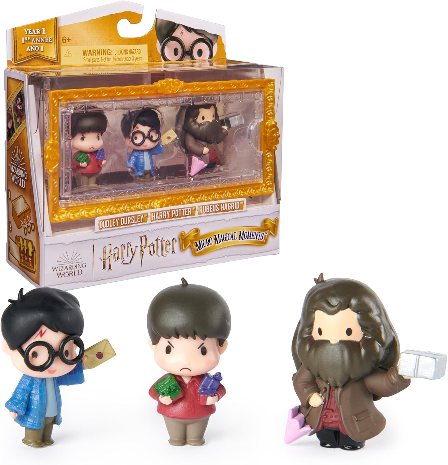 Wizarding World Harry Potter, Micro Magical Moments Action Figures Set with Harry, Hagrid, Dudley & Display Case, Kids Toys for Ages 6 and up