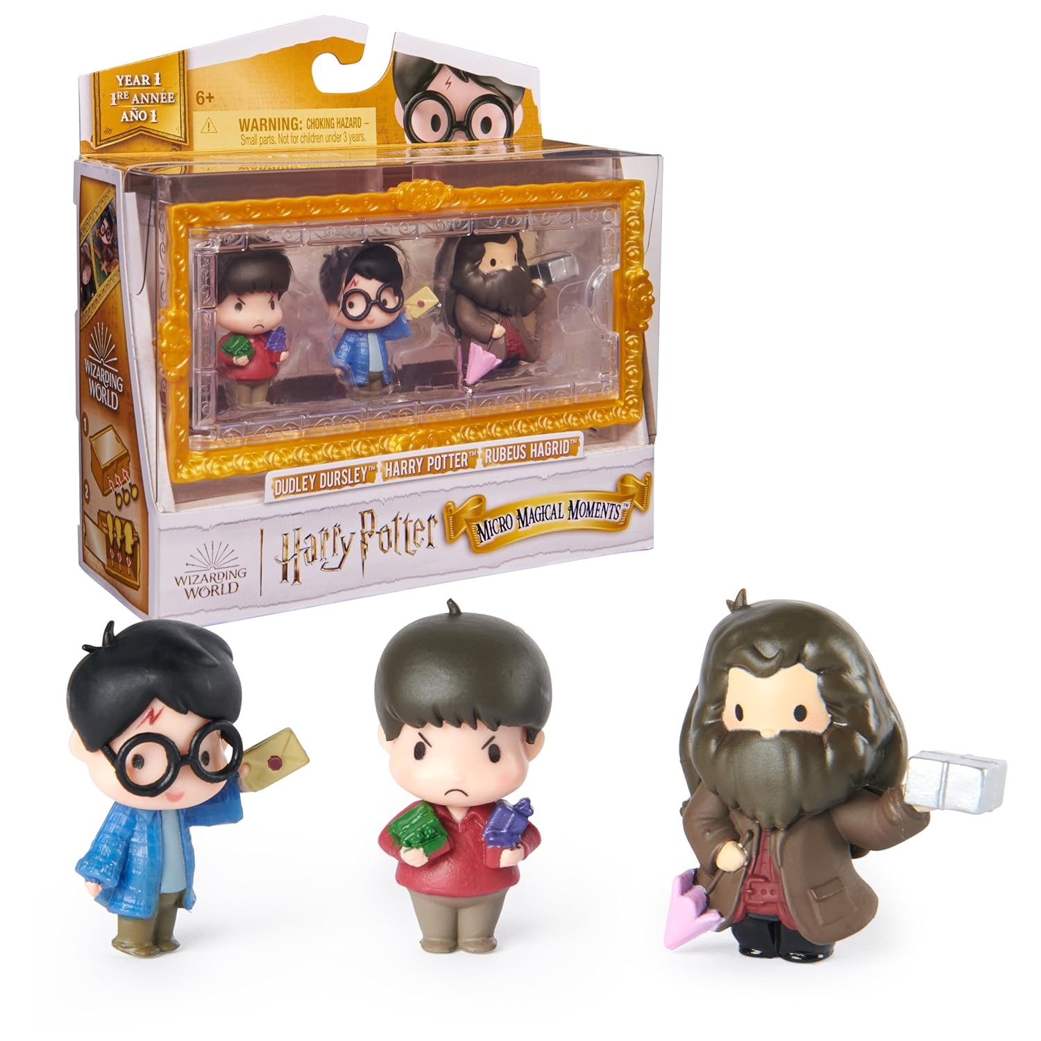 Wizarding World Harry Potter, Micro Magical Moments Action Figures Set with Harry, Hagrid, Dudley & Display Case, Kids Toys for Ages 6 and up