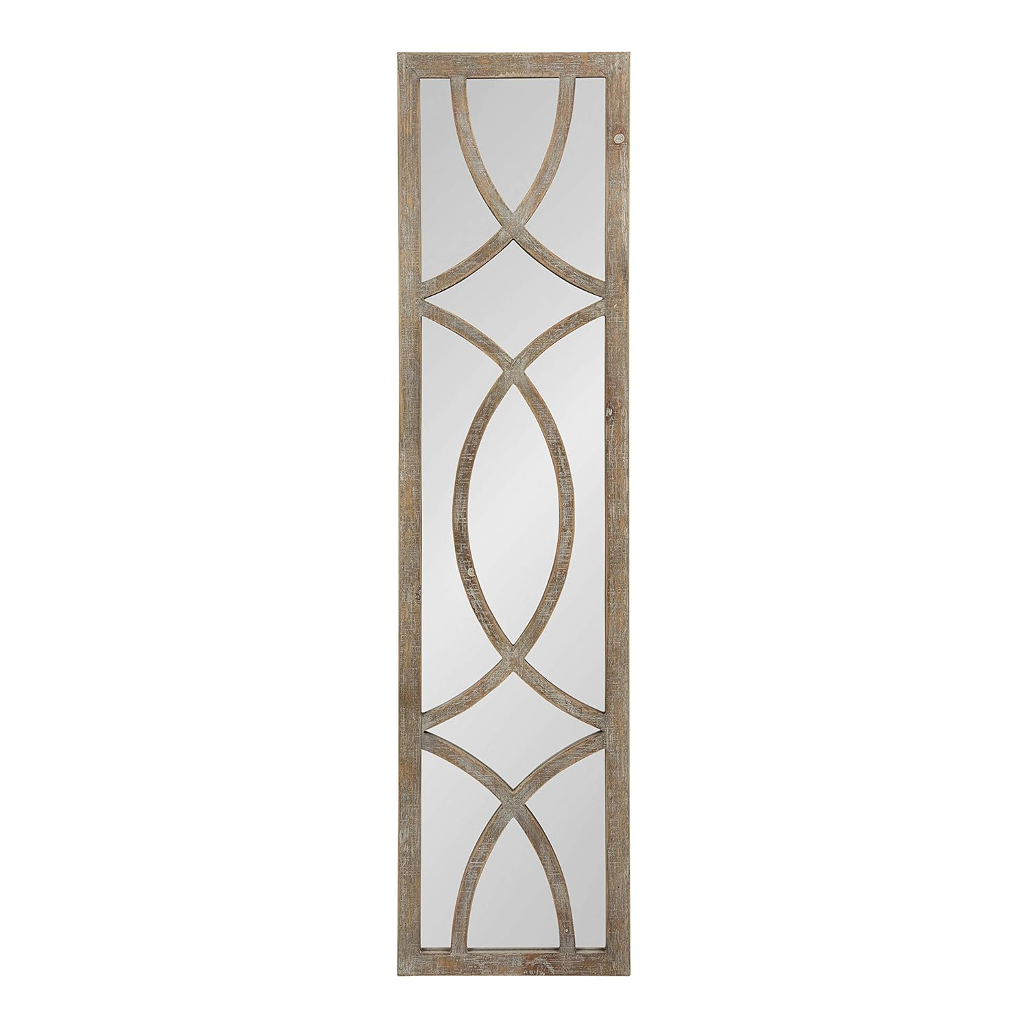 Kate and Laurel Espejo de Pared con Panel de Madera Decorativo, 12" x 48", Negro, Detalles Rústicos en Panel de Ventana