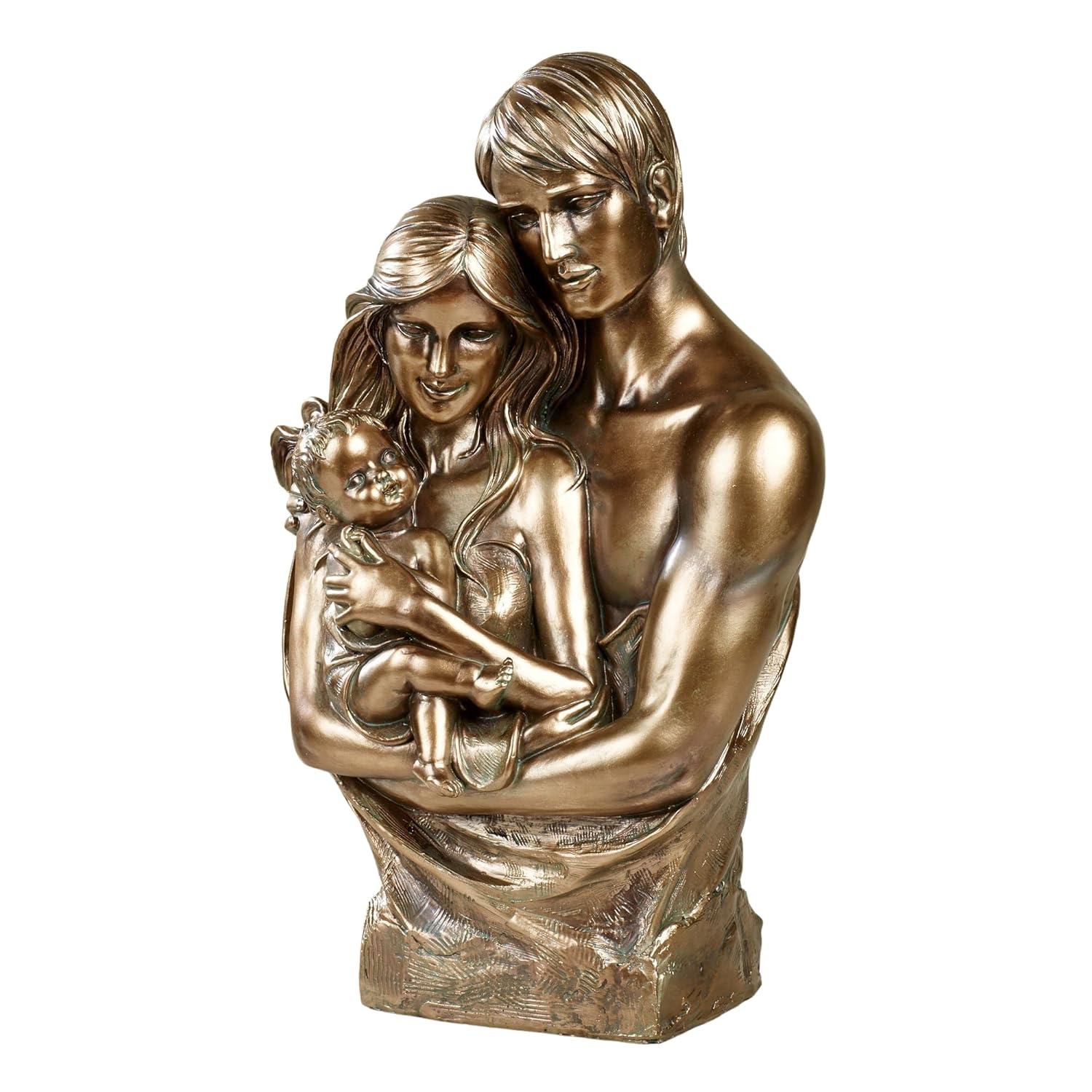 Antique Gold Resin Family Embrace Tabletop Sculpture