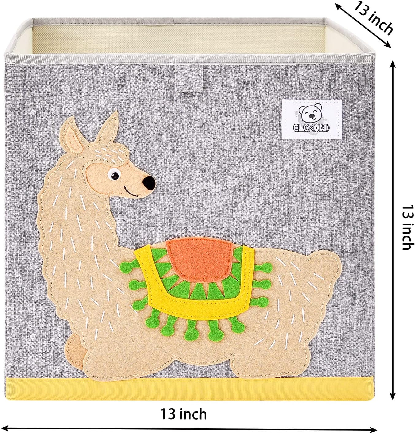 CLCROBD Foldable Animal Cube Storage Bins Fabric Toy Box/Chest/Organizer for Toddler/Kids Nursery, Playroom, 13 inch (Alpaca)
