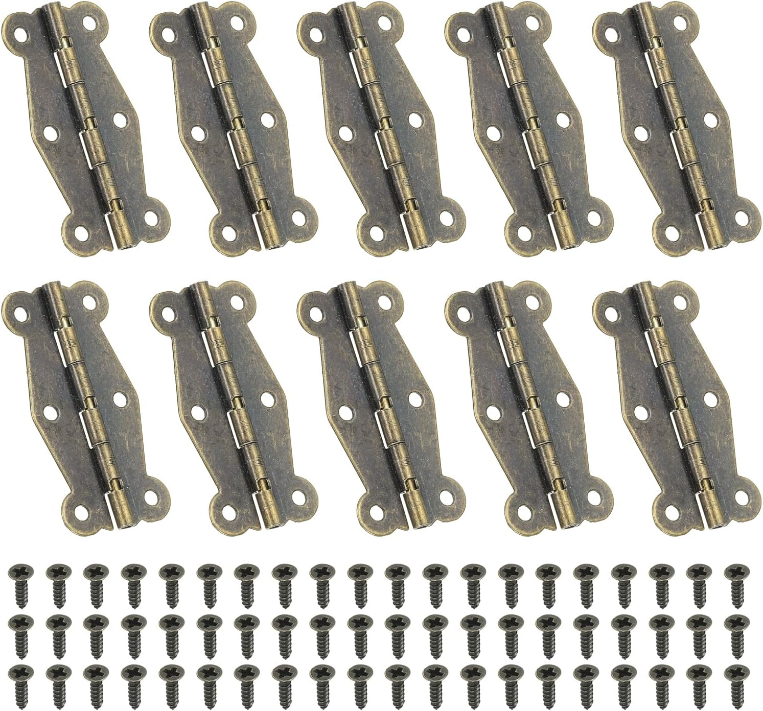 Uxcell Small Box Hinges 2 Inch, 10 Pack 180-Degree Butterfly Decorative Hinges Jewelry Box Hardware, Gold