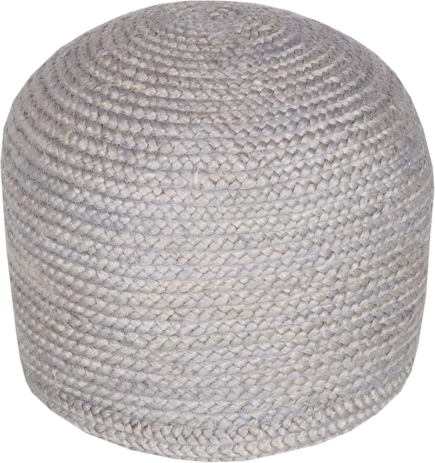 Livabliss Aqua Braided Jute Round Pouf, 19.75"W x 16"H