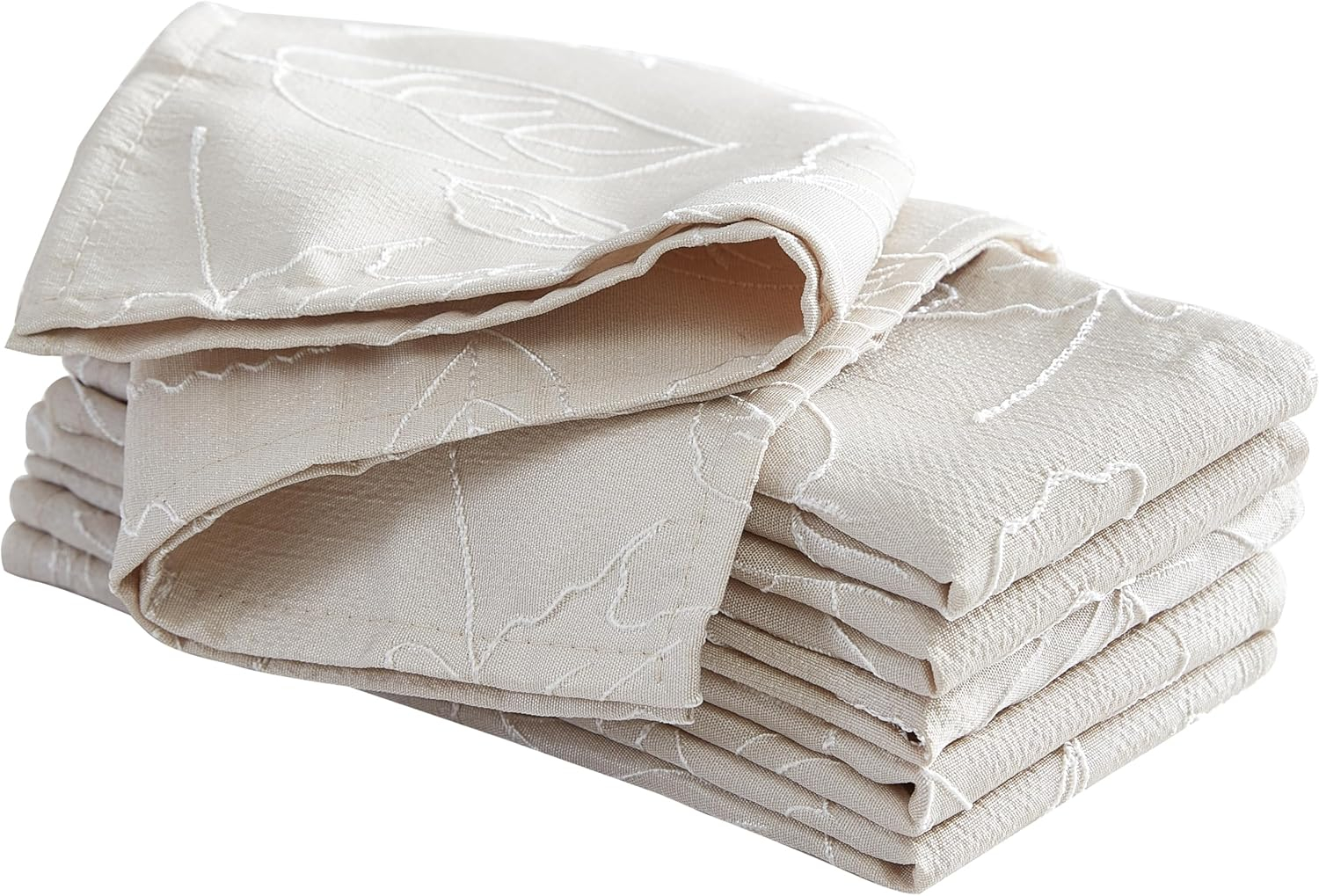 Laura Ashley Napkins Raised Woven Embroidered Jacquard Fabric, Wrinkle Resistant for Dining, Holiday, Party, Wedding or Banquet, Set of 6 Napkins, Maple Taupe