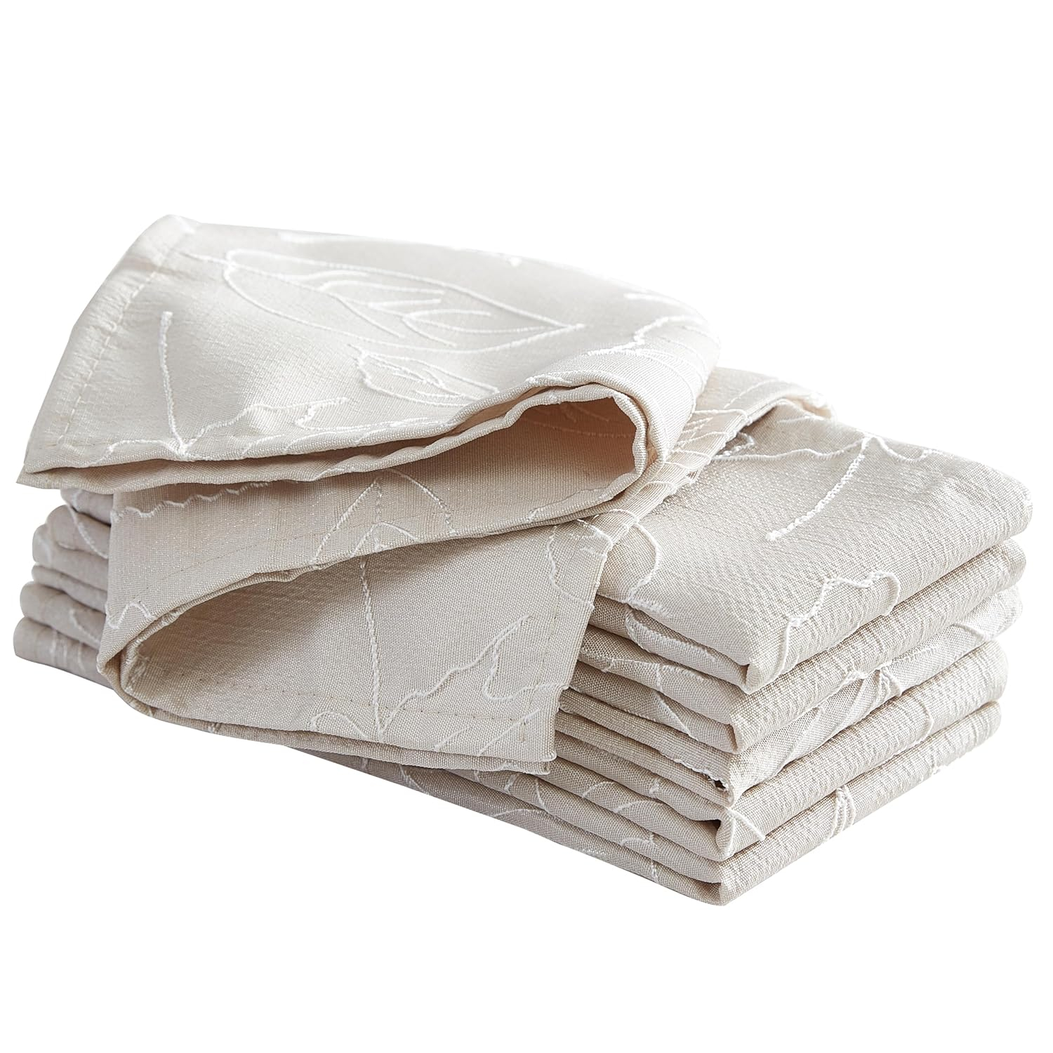 Laura Ashley Napkins Raised Woven Embroidered Jacquard Fabric, Wrinkle Resistant for Dining, Holiday, Party, Wedding or Banquet, Set of 6 Napkins, Maple Taupe